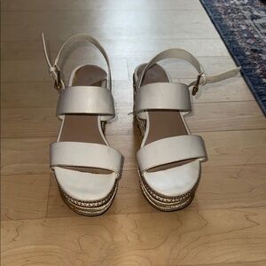 Aldo White and Gold Platform Sandals with Ankle Strap
